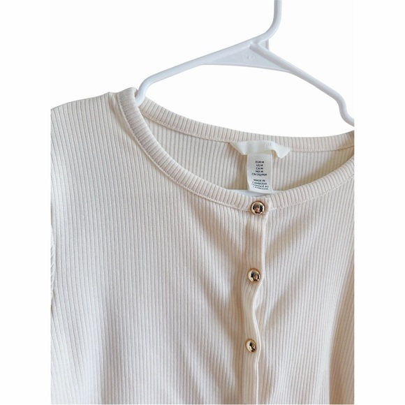 Cream Button-Up Ribbed Top - Picture 2 of 3
